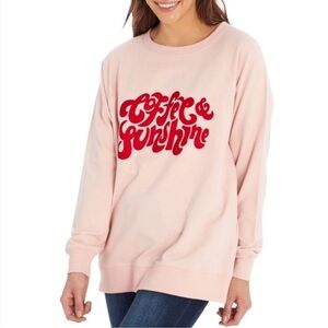 NWOT RARE Wildfox “Coffee & Sunshine” Pink & Red Pullover Size S